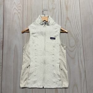 Patagonia Womens R2 Small Fleece Polartec Vest White Full Zip Hiking Outdoor